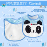 2ooya 7Pcs Cotton Waterproof Baby Bibs Adjustable Hook Loop Closure Baby Bib Unisex White Blue Newborn Babies Food Bibs for Drooling Feeding Eating Teething Keepsake Gift for Baby , 6-12 Months