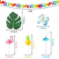 55Pcs Hawaiian Party Toys Set Include 6Pcs Inflatable Palm Tree Flamingo Beach Ball Parrot Beach Pool Toys 49Pcs Tropical Hawaiian Luau Jungle Party Decoration Tropical Summer Party Supplies Favors