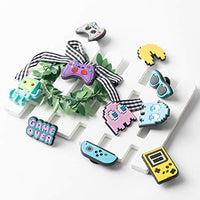 20Pcs Video Game Cartoon Shoe Charms for Croc Wristband Bracelet with Holes, Pin the Video Game Character Charms Decor Accessories for Girls Boys Slip on Birthday Party Favor Gift Treasure Toys