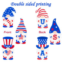 3Pcs Patriotic Gnome Wooden Sign 4th of July Gnome Wooden Table Decoration Double Printed Gnome Tabletop Centerpiece Ornament for Veteran's Day Independence Day America Day Memorial Day Decor