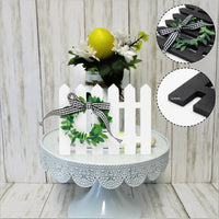 2Pcs Farmhouse Wooden Picket Fence Tiered Tray Decoration Frame Black&White Plaid Mini Wooden Fence Shaped Sign Decor Summer Rustic Wooden Sign Decoration for Home Kitchen Shelf Photo Prop