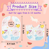 2ooya 8Pcs Baby Muslin Bibs Adjustable Resin Button Bibs 6 Absorbent Cotton Layers Infant Bib Pink White Cute Pattern Newborn Babies Drooling Feeding Eating Teething Bibs Keepsake Gift for Baby Girl