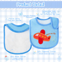 7Pcs Cotton Waterproof Baby Bibs Adjustable Hook Loop Infant Food Bibs Unisex Newborn Keepsake Gift for Drooling Teething