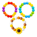 3Pcs Sensory Chew Bracelet for Kids Silicone Teething Beads Ring for Toddler Baby Yellow Sunflower Chewable Biting Jewelry Toys for Autism ADHD SPD Oral Motor Nursing Grasping