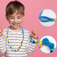 7Pcs Sensory Chew Necklace Bracelet for Boys and Girls Fabric Necklace Bracelet Silicone Chewable Jewelry Pendant Teether Necklace Beads for Autism ADHD SPD Baby Oral Motor Chewing Biting Teething Toy