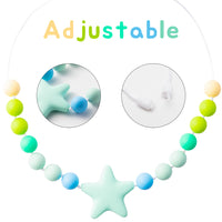 2Pcs Sensory Chew Necklace for Boys Girls Blue Star Silicone Chewable Jewelry Beads Colorful Chew Teether Necklace Autism ADHD SPD Baby Oral Motor Chewing Pendant Biting Nursing Teething Toy