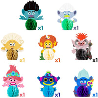 ANGOLIO 8Pack Troll Honeycomb Centerpiece Kit 3D Paper Fans Troll Themed Birthday Party Favor Decorations Baby Shower Photo Booth Props Table Topper Party Supplies for Kids Adults