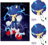 Sonic Poster Stickers Game Themed Pin the Tail Party Supplies Pin the Eyes on the Poster Birthday Collection Party Favor Halloween Party Game Background Accessories ( Includes 2 Blindfolds )