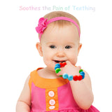 3Pcs Sensory Chew Bracelet for Kids Silicone Teething Beads Ring for Toddler Baby White Star Chewable Biting Jewelry Toys for Autism ADHD SPD Oral Motor Nursing Grasping