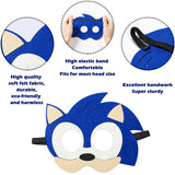 Salovio 12Pcs Sonic Felt Masks Themed Party Supplies Birthday Hedgehog Party Favors Dress Up Costumes Mask Photo Booth Prop Cartoon Character Cosplay Pretend Play Accessories Gift for Kids Boys Girls