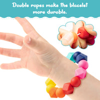 2Pcs Sensory Teether Bracelets for Kids, Silicone Babies Teething Toys Grasping Jewelry Infants Nursing Bracelet Toddlers Relief Rings Toy for Autism ADHD SPD Oral Motor Baby Shower Keepsake Gift