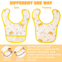 6 Pcs Baby Feeding BibsAdjustable Infant Waterproof Bib Set with Crumb Catcher Pocket Toddler for Baby Shower Birthday