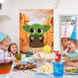 ANGOLIO Baby Yoda Pin The Tail Games Party Supplies Pin The Frog on The Space Wars Poster Birthday Collection Favor Baby Shower Background Game Accessories for Kids ( Includes 2 Blindfolds )