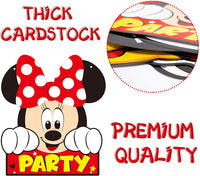 ANGOLIO Mickey Minnie Porch Sign Theme Door Sign Decor Favors Mickey Porch Sign Hanging Banner Welcome Sign Decoration Party Backdrop Supplies for Photo Booth Props