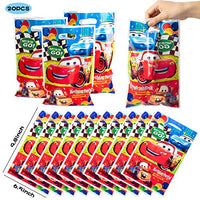 ANGOLIO Race Cars Party Supplies Kit, Lightning McQueen Party Favors All-in-one Package Party Supplies Including Cartoon Tattoo Stickers Mini Model Cars Bracelet Goodie Bag, 122Pcs