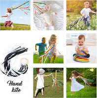 Rainbow Wind 2P Ribbon Hand Kite Toy, Including Rainbow Black&White Ribbon Wind Wand Toy Baby Sensory Toy Infants Wooden Toy Toddler Waldorf Toy Montessori Toy for Baby Shower Birthday Party Favors