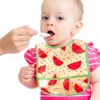 6Pcs Baby Feeding Bibs Waterproof Toddler Bib Set with Crumb Catcher Pocket Infant Adjustable Baby Teething Bib Babies Sleeveless Colorful Fruits Food Bibs Keepsake Gift for Baby Shower, 6-24 Months