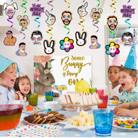 ANGOLIO 30Pcs Bad Bunny Party Swirl Decoration Hanging Spiral Decor Whirl Streamers Toy Ceiling Decorations Birthday Party Ceiling Streamers Spiral Room Decoration Party Favors