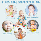 6 Pcs Baby Feeding Bibs Toddler Waterproof Bib Set with Crumb Catcher Pocket Infant Adjustable Baby Teething Bib Babies Food Bibs Keepsake Gift for Baby Shower Christmas New Year, 6-12 Months