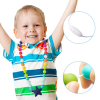 7Pcs Sensory Chew Necklace Bracelet for Boys and Girls Fabric Necklace Bracelet Silicone Chewable Jewelry Pendant Teether Necklace Beads for Autism ADHD SPD Baby Oral Motor Chewing Biting Teething Toy