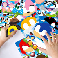 36 Pack Sonic Face Stickers Themed Make a Face Stickers Party Supplies Mixed and Matched Fantasy Party Favors Make Your Own Characters Stickers Gifts Rewards Art Craft for Boys Girls