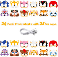 24 Pcs Sonic Masks Themed Party Supplies Birthday Party Favors Dress Up Costumes Mask Photo Booth Prop Cartoon Character Cosplay Pretend Play Accessories Gift