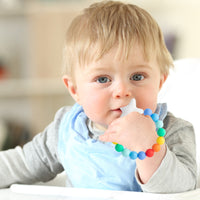 3Pcs Sensory Chew Bracelet for Kids Silicone Teething Beads Ring for Toddler Baby White Star Chewable Biting Jewelry Toys for Autism ADHD SPD Oral Motor Nursing Grasping