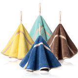 4Pcs Hanging Hand Towels with Hanging Loop Absorbent Coral Fleece Round Hand Towels Soft Thick Dish Wipe Cloth Hand Fast Drying Towels for Kitchen Bathroom