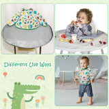 2Pcs Baby Weaning Bibs Infant Animal SPace Coverall Long Sleeve Bib Toddlers Waterproof Self-feeding Bibs All Over High Chair Tray Catch Coverall for Boys Girls Eating Weaning Messy Play, 6-36Months