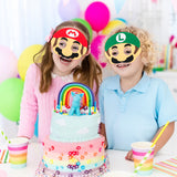 ANGOLIO 12Pcs Mario Felt Masks Themed Party Supplies Birthday Wario Party Favors Dress Up Costumes Mask Photo Booth Prop Cartoon Character Cosplay Pretend Play Accessories Gift for Kids Boys Girls