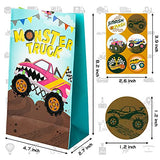 24 PCS Monster Truck Theme Halloween Party Paper Gift Bags for Monster Truck Lovers Party Supplies Birthday Party Decorations