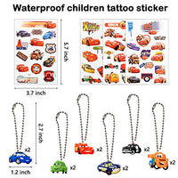 ANGOLIO Race Cars Party Supplies Kit, Lightning McQueen Party Favors All-in-one Package Party Supplies Including Cartoon Tattoo Stickers Mini Model Cars Bracelet Goodie Bag, 122Pcs