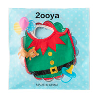 2ooya 3Pcs Cotton Baby Christmas Bib Infant Drooling Feeding Bibs with Resin Buttons Toddler Absorbent Bib Set Unisex Newborn Babies Food Bibs Christmas Keepsake Gift Photo Props for Baby,6-12 months
